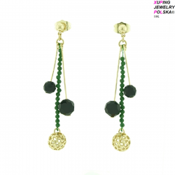 KOLCZYKI POZŁACANE 60/9MM WISZĄCA KULA Z BRYLANCKIEM XUPING 15885