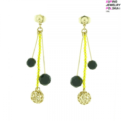 KOLCZYKI POZŁACANE 60/9MM WISZĄCA KULA Z BRYLANCKIEM XUPING 15886