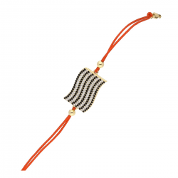 BRANSOLETKA POZŁACANA 17+3CM/15MM BLACK AND WHITE RED STRING XUPING 17886