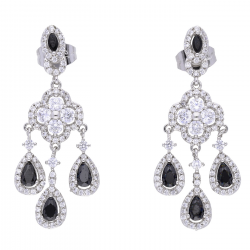 KOLCZYKI RODOWANE 42/17MM BRYLANTOWE LUXURY XUPING 18869