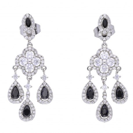 KOLCZYKI RODOWANE 42/17MM BRYLANTOWE LUXURY XUPING 18869