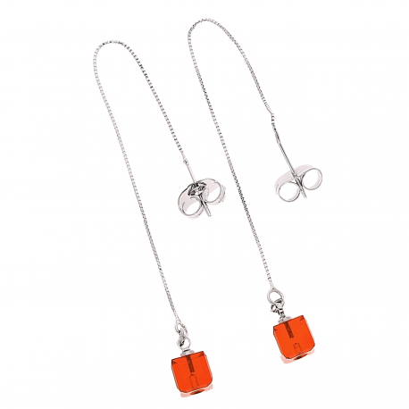 KOLCZYKI RODOWNE 100/6MM SWAROVSKI CUBE CRYSTAL XUPING 21114