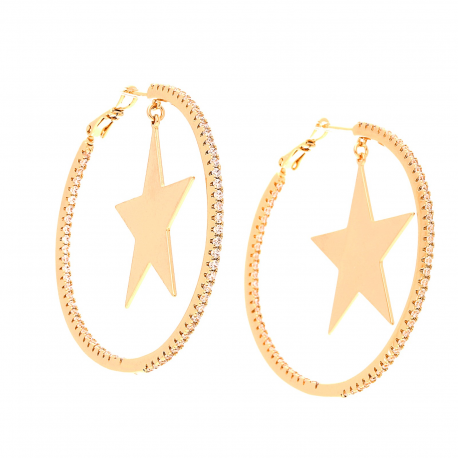 KOLCZYKI POZŁACANE 52MM ZŁOTA GWIAZDA W KOLE XUPING 24965