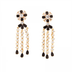 KOLCZYKI POZŁACANE 50/12MM BLACK AND WHITE DIAMONDS XUPING 24967