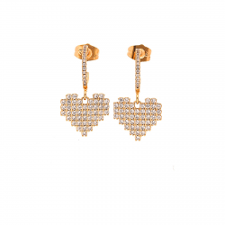 KOLCZYKI POZŁACANE 28/15MM PIXEL HEART XUPING 24980