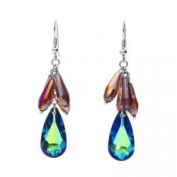 KOLCZYKI RODOWANA 63/12MM BERMUDA BLUE SWAROVSKI CRYSTAL XUPING 27386