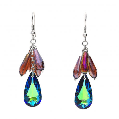 KOLCZYKI RODOWANA 63/12MM BERMUDA BLUE SWAROVSKI CRYSTAL XUPING 27384