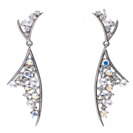 KOLCZYKI RODOWANE 40/13MM AB CRYSTAL SWAROVSKI XUPING 27443
