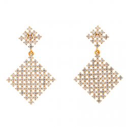 KOLCZYKI POZŁACANE 27/17MM BRYLANTOWE ROMBY LUXURY XUPING 28310