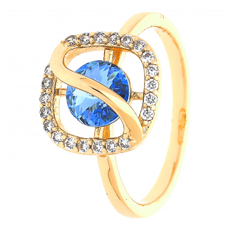 PIERŚCIONEK POZŁACANY 12MM LIGHT SAPPHIRE SWAROVSKI XUPING 29766