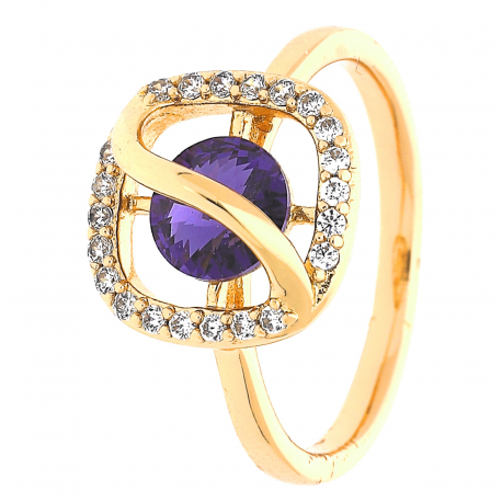 PIERŚCIONEK POZŁACANY 12MM AMETHYST SWAROVSKI XUPING 29767