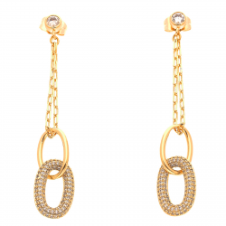 KOLCZYKI POZŁACANE 64/12MM BRYLANTOWE LUXURY XUPING 29871