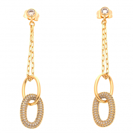 KOLCZYKI POZŁACANE 64/12MM BRYLANTOWE LUXURY XUPING 29871