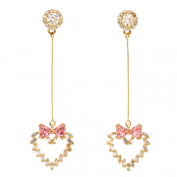 KOLCZYKI POZŁACANE 51/14MM SERCE Z KOKARDECZKĄ XUPING 29957