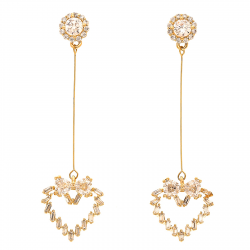 KOLCZYKI POZŁACANE 51/14MM SERCE Z KOKARDECZKĄ XUPING 29955