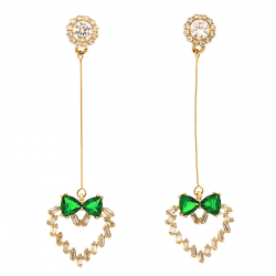 KOLCZYKI POZŁACANE 51/14MM SERCE Z KOKARDECZKĄ XUPING 29954