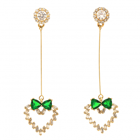 KOLCZYKI POZŁACANE 51/14MM SERCE Z KOKARDECZKĄ XUPING 29954