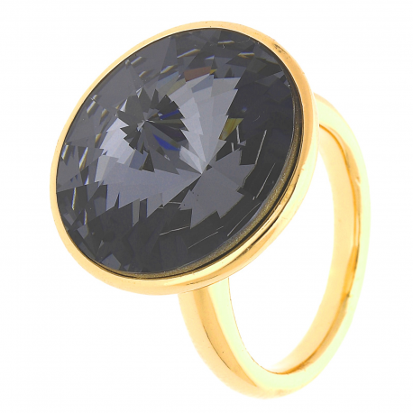 PIERŚCIONEK POZŁACANY 20MM SILVER NIGHT CRYSTAL XUPING 30819
