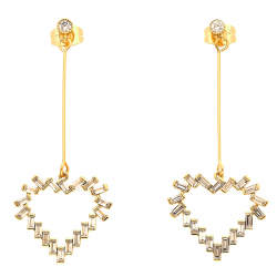 KOLCZYKI POZŁACANE 56/22MM SERCE Z BRYLANTÓW XUPING 30938