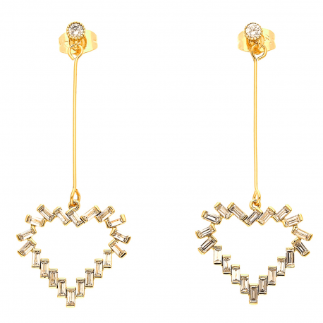 KOLCZYKI POZŁACANE 56/22MM SERCE Z BRYLANTÓW XUPING 30938