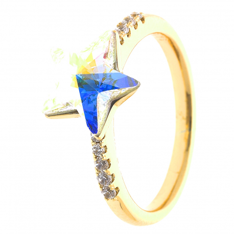 PIERŚCIONEK POZŁACANY 10MM AB CRYSTAL XUPING 31005
