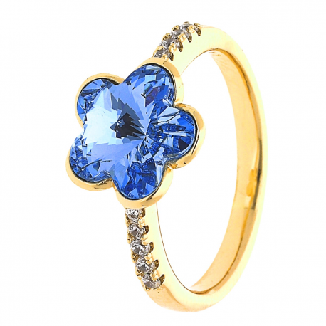 PIERŚCIONEK POZŁACANY 10MM LIGHT SAPPHIRE CRYSTAL XUPING 31540