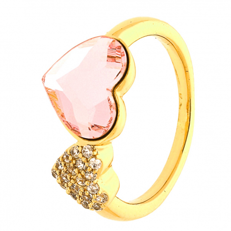 PIERŚCIONEK POZŁACANY 9MM ROSE LIGHT CRYSTAL XUPING 31572
