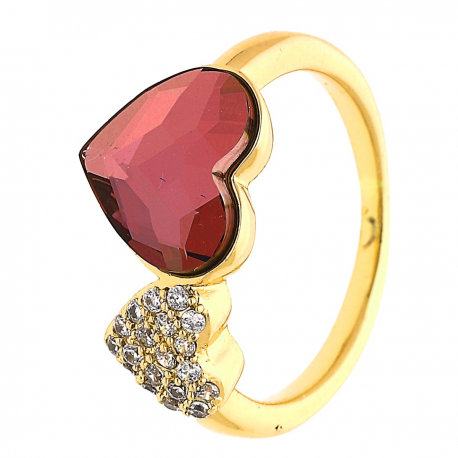 PIERŚCIONEK POZŁACANY 9MM FUCHSIA CRYSTAL XUPING 31573