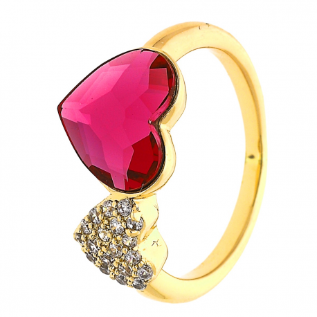 PIERŚCIONEK POZŁACANY 9MM ROSE CRYSTAL XUPING 31574