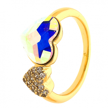 PIERŚCIONEK POZŁACANY 9MM AB CRYSTAL XUPING 31576