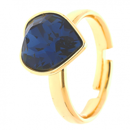 PIERŚCIONEK POZŁACANY 13MM MONTANA BLUE CRYSTAL SWAROVSKI XUPING 31888