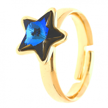 PIERŚCIONEK POZŁACANY 12MM SAPPHIRE CRYSTAL SWAROVSKI XUPING 31895