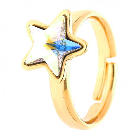 PIERŚCIONEK POZŁACANY 12MM AB CRYSTAL SWAROVSKI XUPING 31897