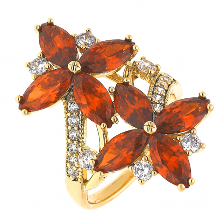 PIERŚCIONEK POZŁACANY 28 MM DWIE LILIE LUXURY XUPING 32928