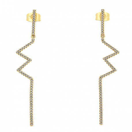 KOLCZYKI POZŁACANE 61/9 MM LUXURY BRYLANTOWY ZYGZAK XUPING 34181