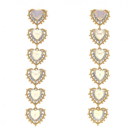 KOLCZYKI POZŁACANE 68/12MM BIAŁY PUDER XUPING 35675