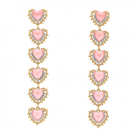 KOLCZYKI POZŁACANE 68/12MM PUDEROWY RÓŻ XUPING 35676