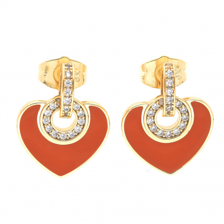KOLCZYKI POZŁACANE 19/16 MM LUXURY RED HEART XUPING 36063