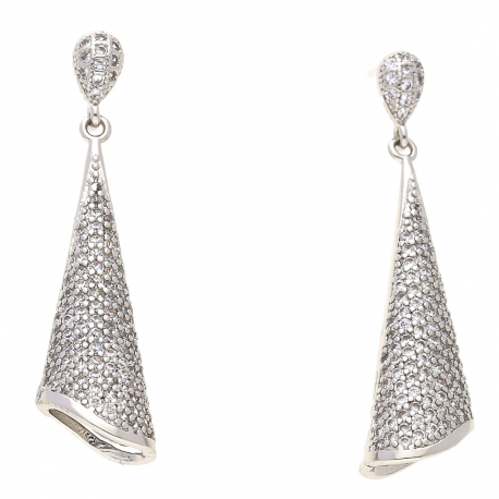 KOLCZYKI RODOWANE 38/9 MM BRYLANTOWE TUBY XUPING 37459