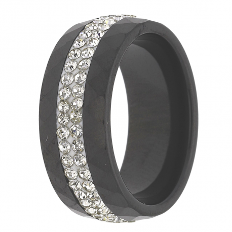 CERAMIC RING 8MM BLACK AND WHITE STONE XUPING 37507