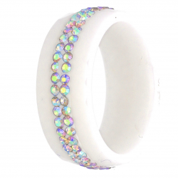 CERAMIC RING 8MM WHITE AND AURORE STONE XUPING 37510