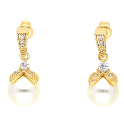 KOLCZYKI POZŁACANE 24/10 MM PERŁA LUXURY XUPING 38314