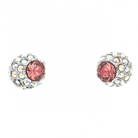KOLCZYKI RODOWANE 8 MM FUCHSIA CRYSTAL XUPING 38768