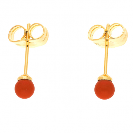 KOLCZYKI POZŁACANE 4 MM CZERWONA PEREŁKA XUPING 38924