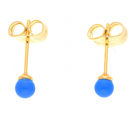 KOLCZYKI POZŁACANE 4 MM NIEBIESKA PEREŁKA XUPING 38925