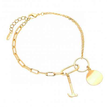 BRANSOLETKA POZŁACANA 17+3 CM MŁOT I TARCZA XUPING 39481