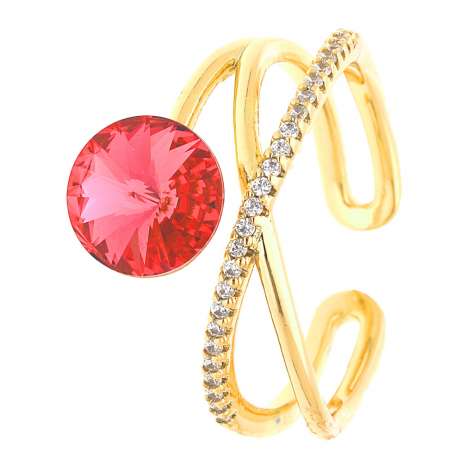 PIERŚCIONEK POZŁACANY 12 MM PADPARDASHA CRYSTAL XUPING 39508