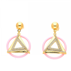 KOLCZYKI POZŁACANE 39/25MM CERAMIC PINK LUXURY XUPING 39717