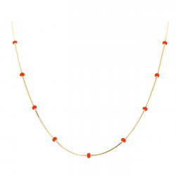 CELEBRYTKA POZŁACANA 50 CM 4/1 MM CZERWONE KORALIKI XUPING 39740