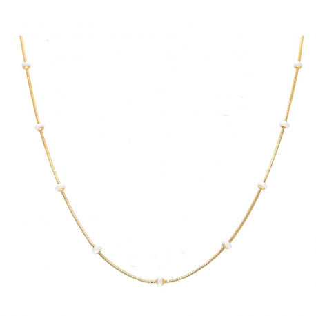 CELEBRYTKA POZŁACANA 60 CM 4/1 MM BIAŁE KORALIKI XUPING 39745